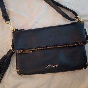 JOY IMAN Tassel Chic Leather Navy  Crossbody/ Clut